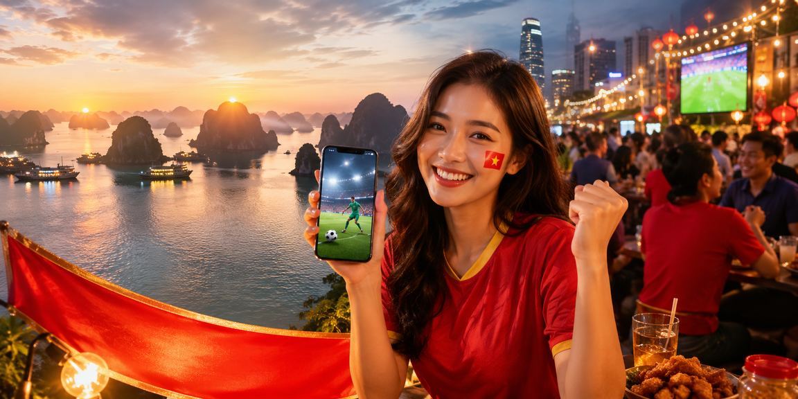 Cảnh chợ đêm Sài Gòn với biểu ngữ khuyến mãi hoàn tiền hấp dẫn